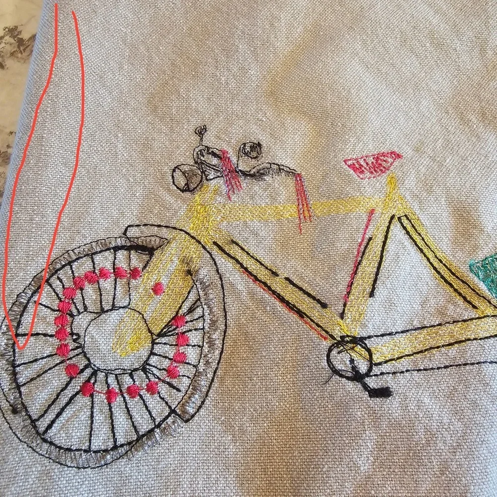Embroidered‎ Monkey Bicycle Whimsical Kitchen Beige Dish Towel Cotton Ruffle